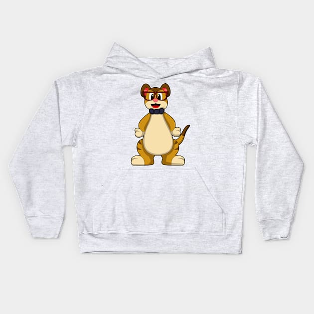 Meerkat with Tie & Glasses Kids Hoodie by Markus Schnabel